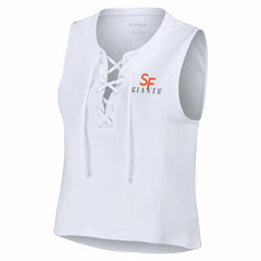 San Francisco Giants WEAR by Erin Andrews Women's Lace-Up Tank Top - White