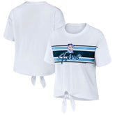 Minnesota Twins WEAR by Erin Andrews Women's Front Tie T-Shirt - White