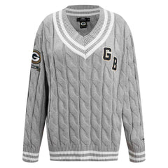 Green Bay Packers Pro Standard Women's Prep V-Neck Pullover Sweater - Heather Gray discount