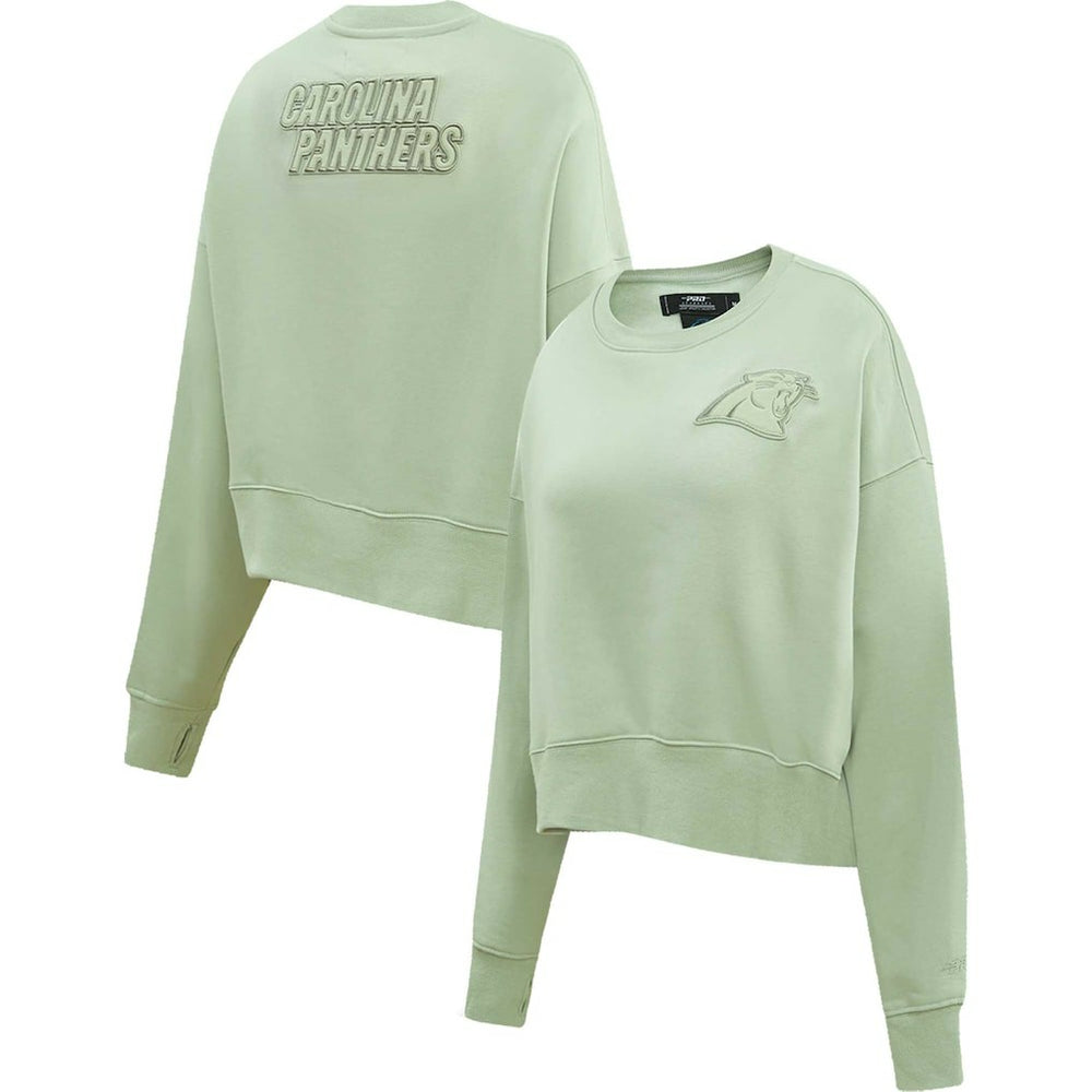 Carolina Panthers Pro Standard Women's Oversized Cropped Neutral Pullover Sweatshirt - Light Green outlet