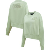 Carolina Panthers Pro Standard Women's Oversized Cropped Neutral Pullover Sweatshirt - Light Green outlet