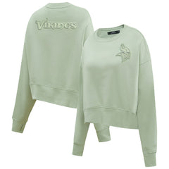 Minnesota Vikings Pro Standard Women's Oversized Cropped Neutral Pullover Sweatshirt - Light Green sale