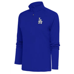 Los Angeles Dodgers Antigua Women's Brushed Metallic Tribute Half-Zip Pullover Top - Royal