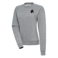 Boston Red Sox Antigua Women's Brushed Metallic Victory Pullover Sweatshirt - Heather Gray
