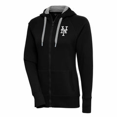 New York Mets Antigua Women's Brushed Metallic Victory Full-Zip Hoodie - Black
