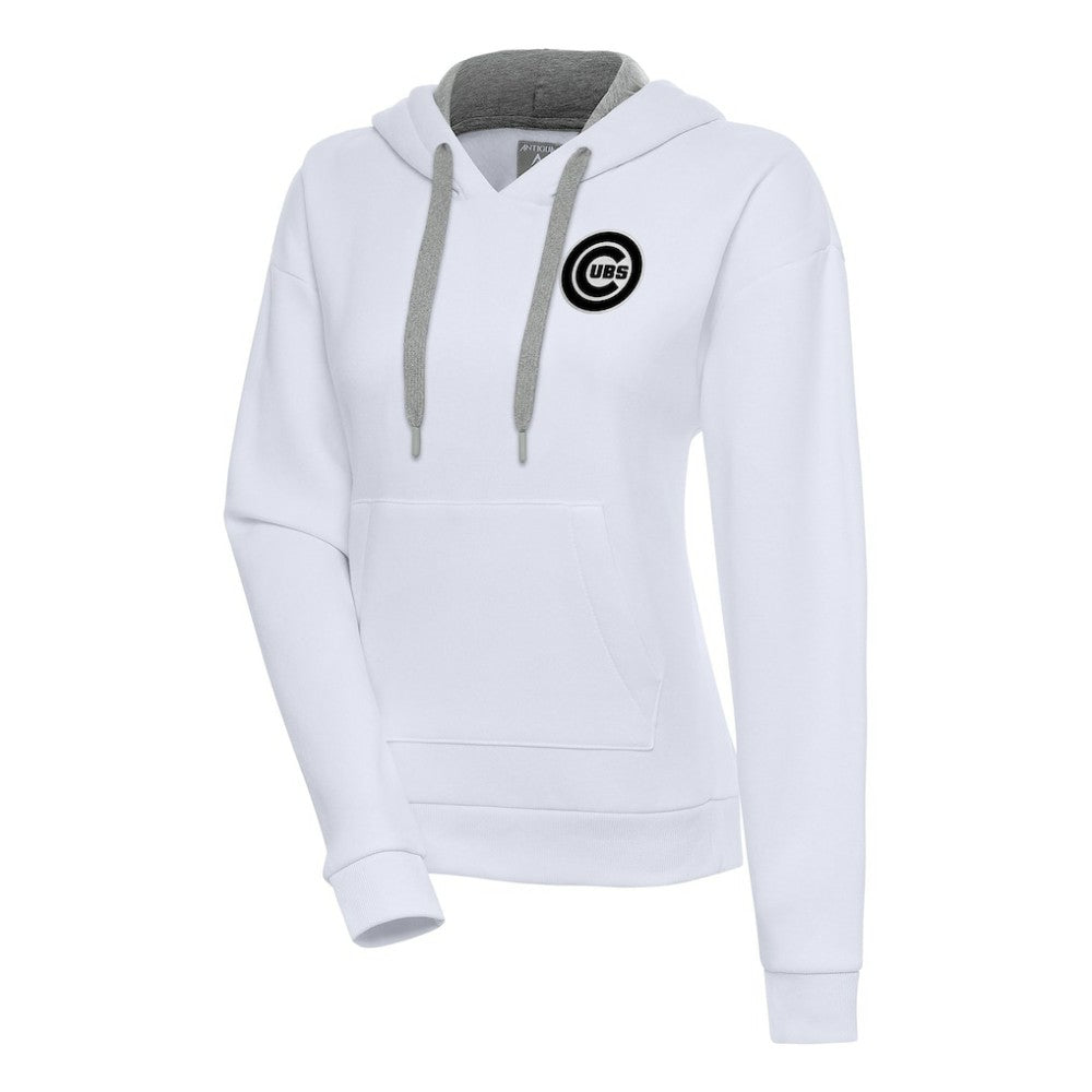 Chicago Cubs Antigua Women's Brushed Metallic Victory Pullover Hoodie - White