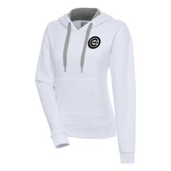 Chicago Cubs Antigua Women's Brushed Metallic Victory Pullover Hoodie - White