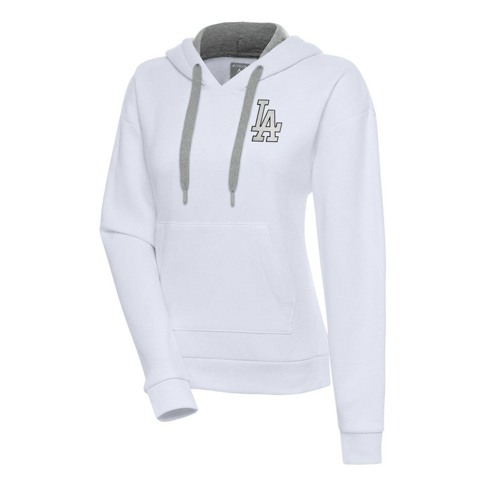 Los Angeles Dodgers Antigua Women's Brushed Metallic Victory Pullover Hoodie - White