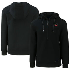 Cincinnati Reds Cutter & Buck Roam Eco Half-Zip Recycled Pullover Hoodie - Black