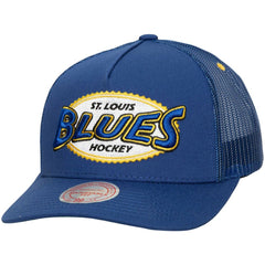St. Louis Blues Mitchell & Ness Team Seal Trucker Snapback Hat Blue