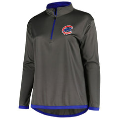 Chicago Cubs Profile Women's Plus Size Quarter-Zip Jacket - Charcoal