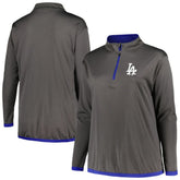 Los Angeles Dodgers Profile Women's Plus Size Quarter-Zip Jacket - Charcoal