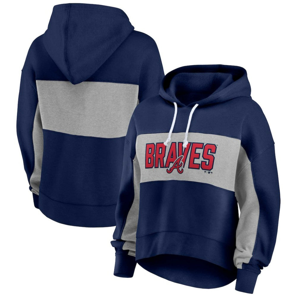 Atlanta Braves Profile Women's Plus Size Pullover Hoodie - Navy