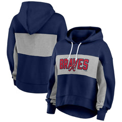 Atlanta Braves Profile Women's Plus Size Pullover Hoodie - Navy