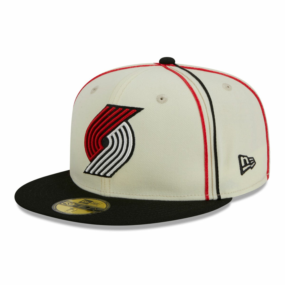 Portland Trail Blazers Piping 2-Tone 59FIFTY Fitted Hat - Cream/Black | New Era sale