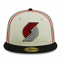 Portland Trail Blazers Piping 2-Tone 59FIFTY Fitted Hat - Cream/Black | New Era sale