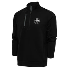 Chicago Cubs Antigua Metallic Generation Quarter-Zip Pullover Top - Black