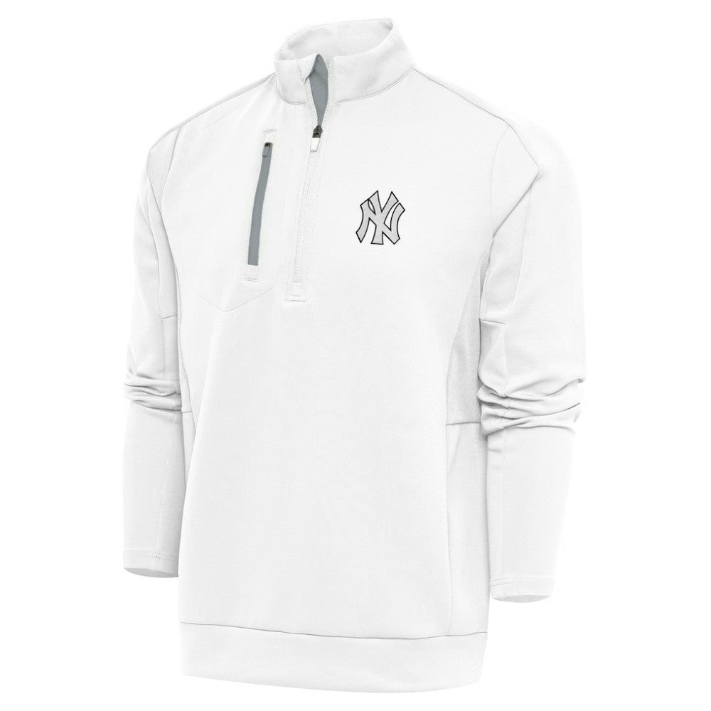 New York Yankees Antigua Metallic Generation Quarter-Zip Pullover Top - White | New Era
