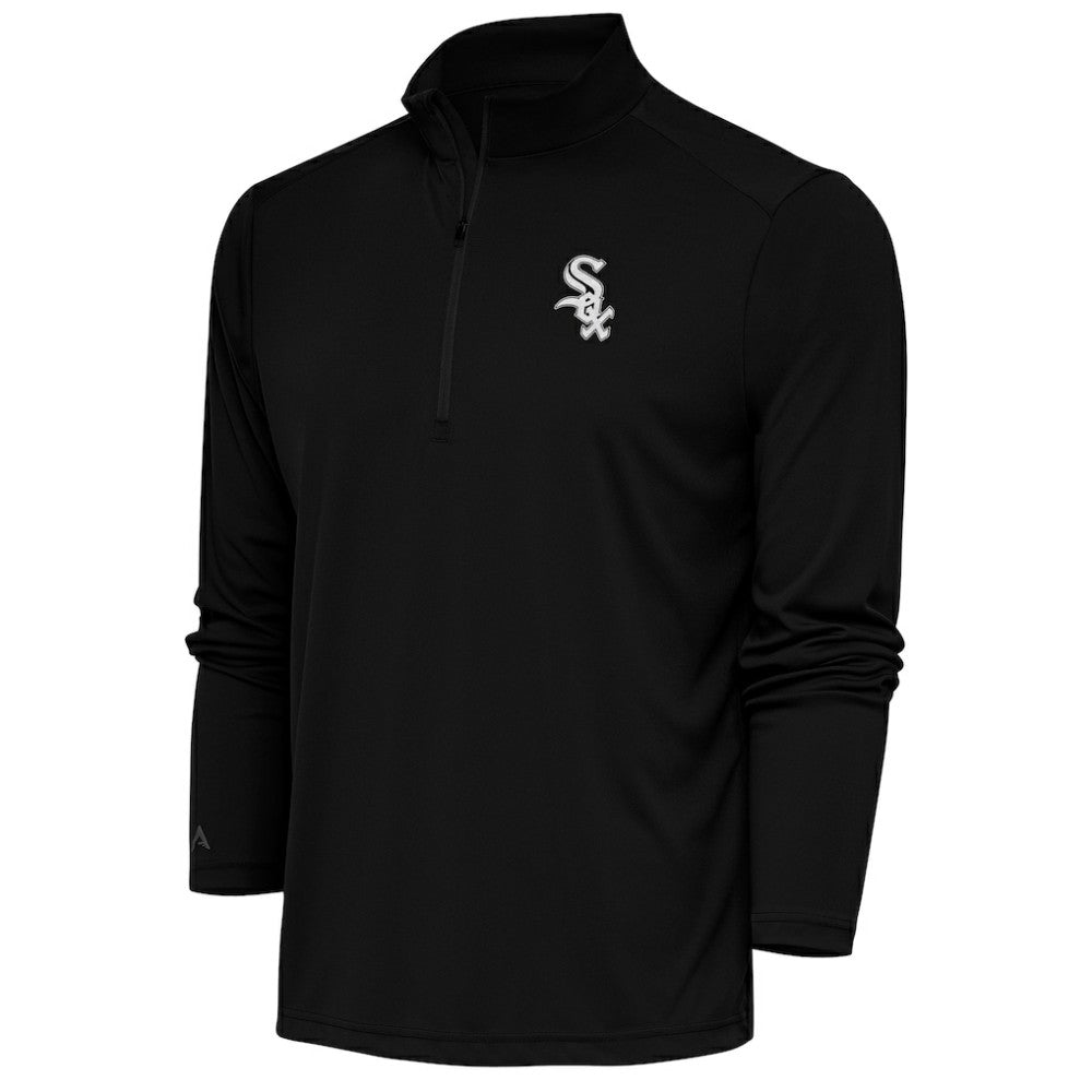 Chicago White Sox Antigua Metallic Tribute Quarter-Zip Top - Black