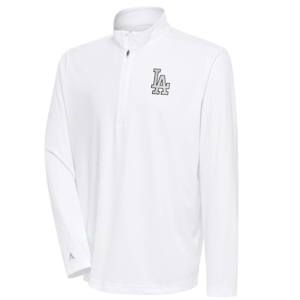Los Angeles Dodgers Antigua Metallic Tribute Quarter-Zip Top - White