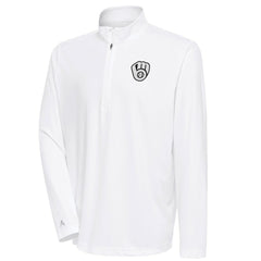 Milwaukee Brewers Antigua Metallic Tribute Quarter-Zip Top - White