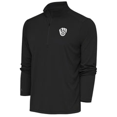 Milwaukee Brewers Antigua Metallic Tribute Quarter-Zip Top - Charcoal
