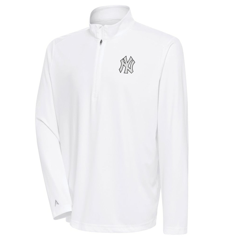 New York Yankees Antigua Metallic Tribute Quarter-Zip Top - White