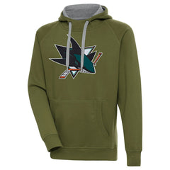 San Jose Sharks Antigua Victory Pullover Hoodie Olive