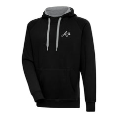 Atlanta Braves Antigua Metallic Victory Pullover Hoodie - Black