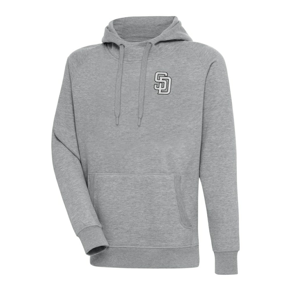 San Diego Padres Antigua Metallic Victory Pullover Hoodie - Heather Gray
