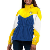 Los Angeles Rams G-III 4Her by Carl Banks Women's Tie Breaker Lightweight Quarter-Zip Jacket - Royal/Gold on sale
