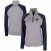 Milwaukee Brewers Cutter & Buck Women's DryTec Forge Tonal Stripe Half-Zip Top - Navy