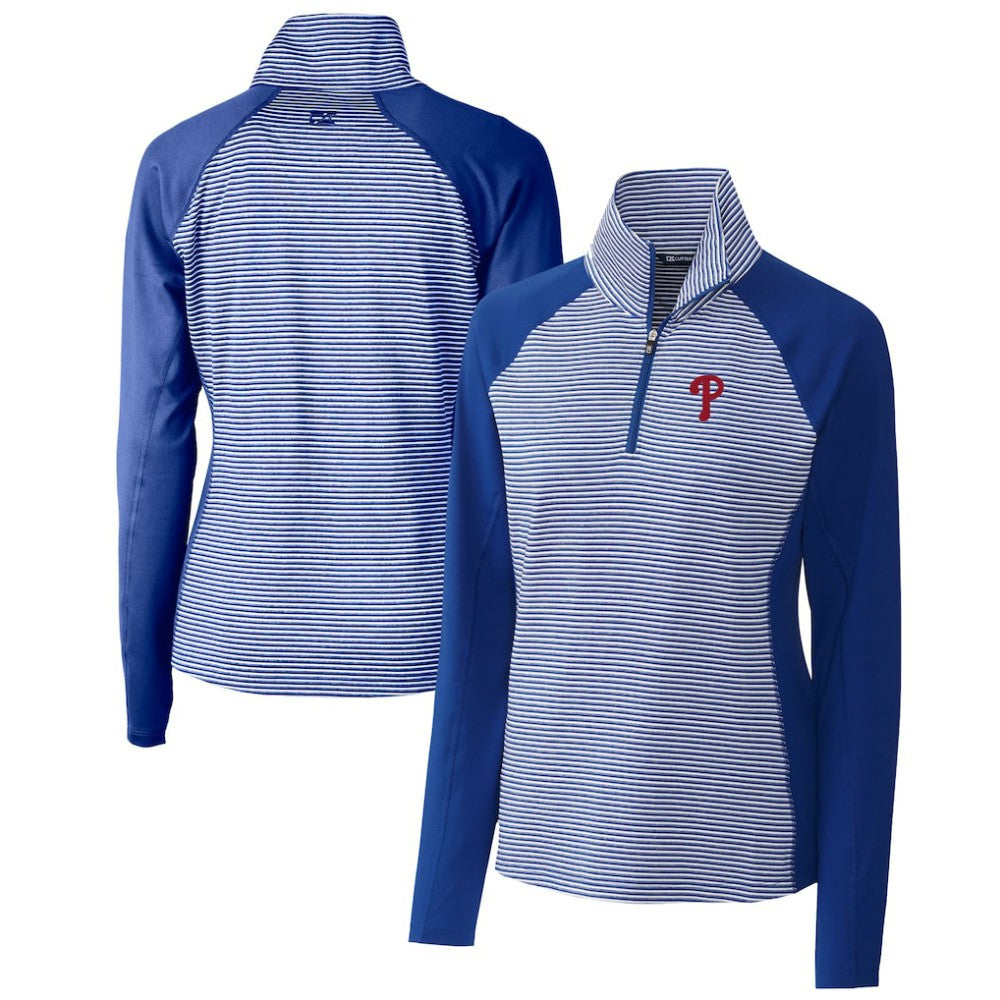 Philadelphia Phillies Cutter & Buck Women's DryTec Forge Tonal Stripe Half-Zip Top - Royal