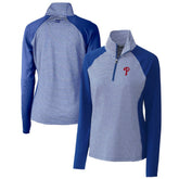 Philadelphia Phillies Cutter & Buck Women's DryTec Forge Tonal Stripe Half-Zip Top - Royal