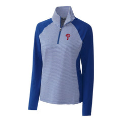 Philadelphia Phillies Cutter & Buck Women's DryTec Forge Tonal Stripe Half-Zip Top - Royal