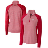 Philadelphia Phillies Cutter & Buck Women's DryTec Forge Tonal Stripe Half-Zip Top - Red