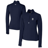 Detroit Tigers Cutter & Buck Women's DryTec Traverse Stretch Quarter-Zip Pullover Top - Navy