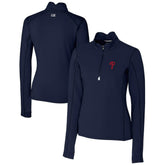 Philadelphia Phillies Cutter & Buck Women's DryTec Traverse Stretch Quarter-Zip Pullover Top - Navy
