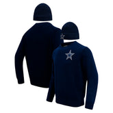Dallas Cowboys Pro Standard Crewneck Pullover Sweater & Cuffed Knit Hat Box Gift Set - Navy on sale