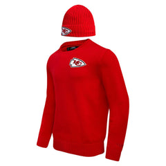 Kansas City Chiefs Pro Standard Crewneck Pullover Sweater & Cuffed Knit Hat Box Gift Set - Red cheap
