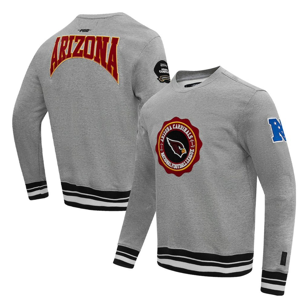 Arizona Cardinals Pro Standard Crest Emblem Pullover Sweatshirt - Heather Gray discount