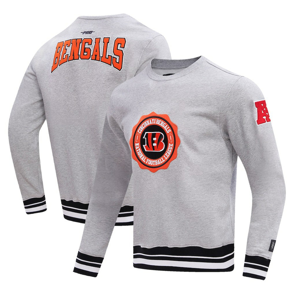 Cincinnati Bengals Pro Standard Crest Emblem Pullover Sweatshirt - Heather Gray discount