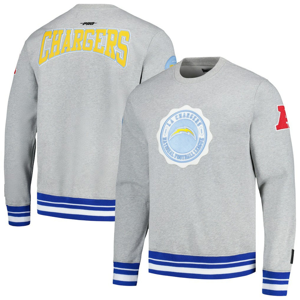 Los Angeles Chargers Pro Standard Crest Emblem Pullover Sweatshirt - Heather Gray for sale
