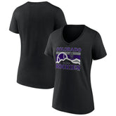 Colorado Rockies Women's Hometown Mountain Scene V-Neck T-Shirt - Black