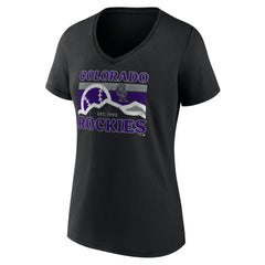 Colorado Rockies Women's Hometown Mountain Scene V-Neck T-Shirt - Black