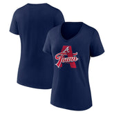 Atlanta Braves Women's Hometown A Town Map V-Neck T-Shirt - Navy