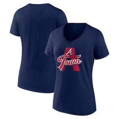 Atlanta Braves Women's Hometown A Town Map V-Neck T-Shirt - Navy