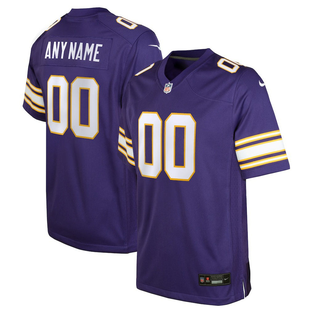 Minnesota Vikings Youth Classic Custom Game Jersey - Purple | Nike discount