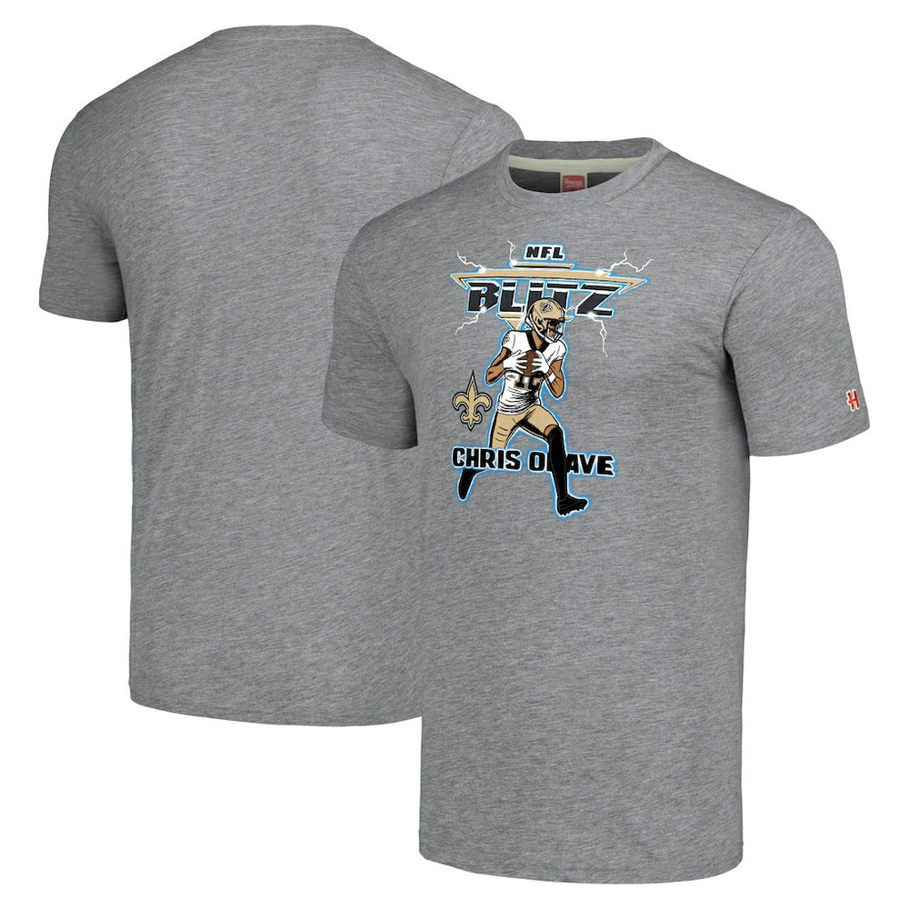 Chris Olave New Orleans Saints Homage Unisex NFL Blitz Player Tri-Blend T-Shirt - Gray discount
