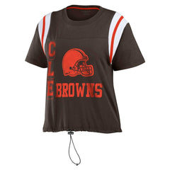 Cleveland Browns WEAR by Erin Andrews Women's Cinched Colorblock T-Shirt - Brown outlet